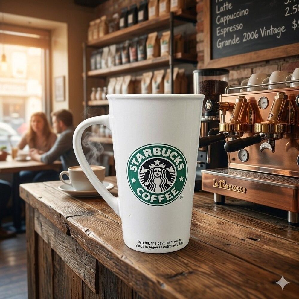 Vintage 2006 Starbucks White Ceramic Cup Replica Mug 16oz Barista Checklist
